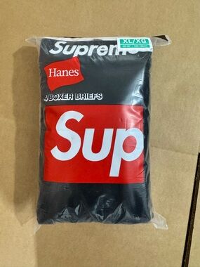 Supreme Black Boxer Briefs with Red and White Logo